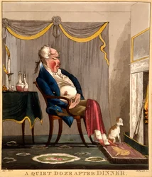 Un doux somme après le dîner, gravure réalisée par H. Pyall, c.1827-33