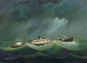 Un navire de la ligne Saville par gros temps, vers 1870