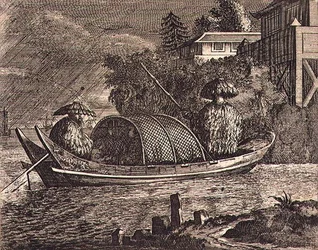 Un Petit Bateau Chinois sous la Pluie, illustration d