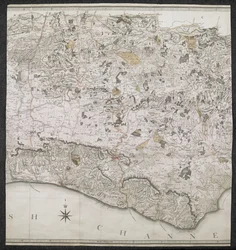 Carte topographique du comté de Sussex, divisée en Rapes, Deanries et Hundreds. Planifiée à partir d