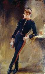 Un cavalier des Royal Horse Guards en tenue d