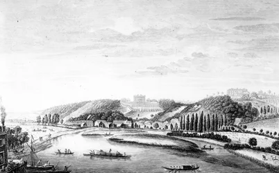 Vue de Cliveden House prise du pont de Maidenhead, vers 1780
