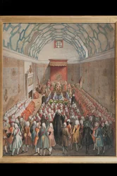 Vue de la Chambre des Lords (gravure en couleur)