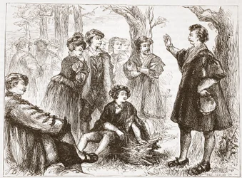 Un étudiant de Wittemberg prêchant dans la prairie de tilleuls, illustration de L