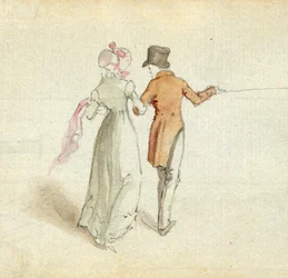 Un couple se promenant, vers 1825