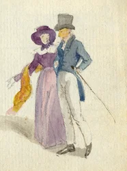 Un couple se promenant, vers 1825