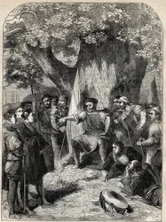 Un groupe de dissidents à Norfolk pendant la rébellion de Robert Kett en 1549 - révolte à Norfolk, Angleterre sous le règne d