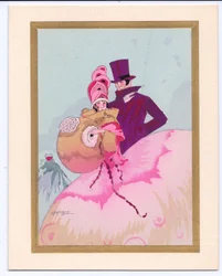 Carte de Noël française pochoir colorée à la main d