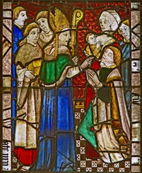 Un panneau dans la fenêtre est représentant la Confirmation