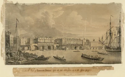 Vue du Pont de Londres avant la dernière modification en 1757