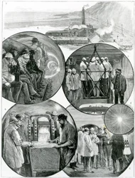 Visite au tunnel sous la Manche, illustration de The Graphic 4 mars 1882