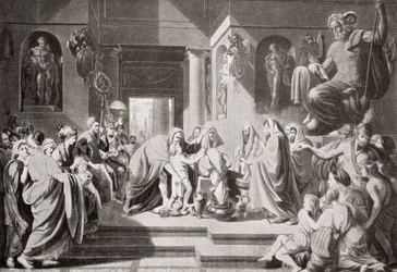 Un jeune Hannibal, ordonné par son père Hamilcar Barca, de jurer une inimitié éternelle à Rome, de Hutchinson