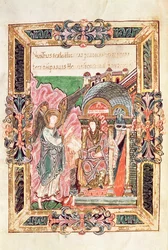 Annonciation, du Bénédictional de St. Aethelwold, Winchester, c.980