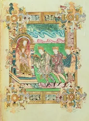 Adoration des mages, du Bénédictionnaire de Saint Aethelwold, Winchester, c.980
