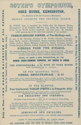 Publicité pour le Symposium de Soyer, Gore House, Kensington