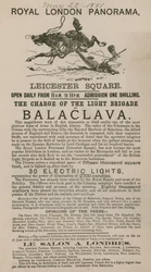 Publicité pour le Royal London Panorama présentant la Charge de la Brigade Légère à Balaclava