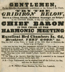 Publicité pour le Garricks Head, Bow Street
