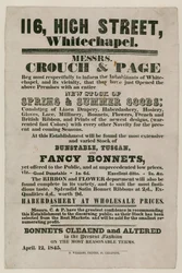 Publicité pour Crouch and Page, 116 High Street, Whitechapel