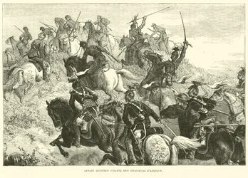 Affrontement entre uhlans et chasseurs d