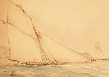 Un cotre à voile aurique de huit mètres, The Royal Yacht Squadron, vers 1860