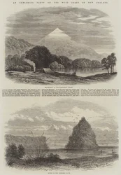 Une expédition sur la côte ouest de la Nouvelle-Zélande (gravure)
