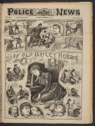 An Old Bailey Reverie, tiré de The Illustrated Police News, samedi 6 décembre 1890 (papier journal)