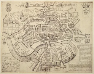 Carte ancienne de la ville de Bristol et de ses banlieues, imprimée, colorée et vendue par Robert Walton