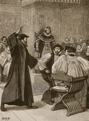 Andrew Melville devant le Conseil privé écossais, illustration de Cassells Illustrated History of England