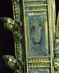 Ange jouant du tambourin, détail de la crosse de Guillaume de Wykeham (c.1320-1404)