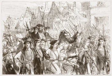 Arrivée des théologiens de Wittemberg à Leipzig, illustration de L