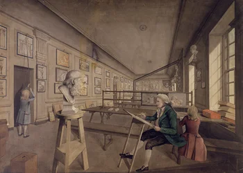 Artiste copiant un buste à la Royal Academy of Arts à Somerset House, vers 1780