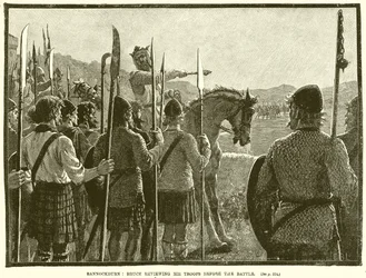 Bannockburn : Bruce passant en revue ses troupes avant la bataille