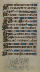 Scène en bas de page montrant Thomas Becket et ses compagnons traversant la Manche en bateau alors qu