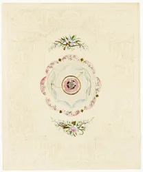 Sois à moi, vers 1830 (impression en couleur, valentin avec bordure en dentelle)