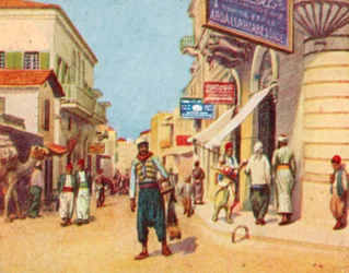 Beyrouth, Le quartier des affaires (lithographie en couleur)