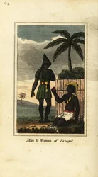Homme et femme Bijogos de Cazegut (Îles Bissagos, Guinée-Bissau, Afrique de l