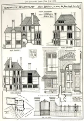 Résidence Bijou Sunnycote, Hampstead, (avec studio) pour John Ingle Lee Esq, de The Building News, 23 février 1877