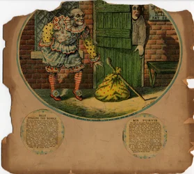 Billy Purvis volant le paquet (lithographie en couleur)