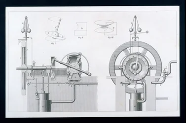 Moteur à vapeur rotatif ou à disque de Bishop, de Cyclopaedia of Useful Arts & Manufactures, édité par Charles Tomlinson, vers 1880