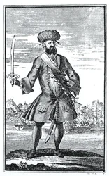 Barbe Noire le Pirate, extrait de A General History of the Robberies and Murders of the most Notorious Pyrates par le Capitaine Charles Johnson, publié en 1724