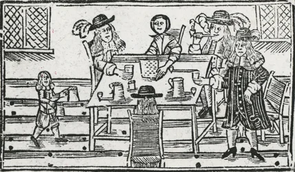 Jeu de société et boisson à la taverne