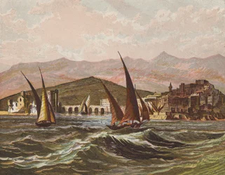 Bateaux naviguant au large de la Terre Sainte