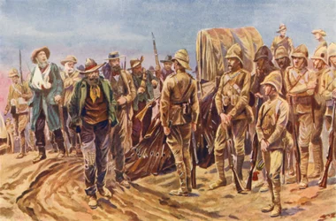 Les Boers se rendent après la bataille de Paardeberg