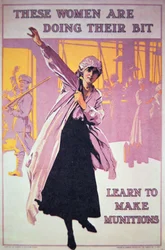 Affiche britannique de la Première Guerre mondiale encourageant les femmes à travailler dans les usines de munitions, vers 1914-18