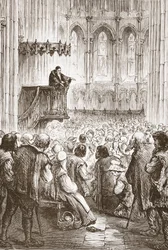 Calvin prêchant son sermon d