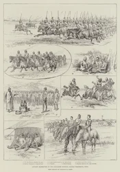 Manœuvres de cavalerie de la division de Bangalore, présidence de Madras, Inde (gravure)