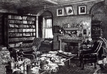 Le bureau de Charles Darwin à Down House, 1882