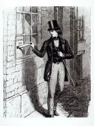Charles Dickens (1812-70) soumettant ses histoires