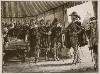 Charles et les commissaires écossais, illustration de Cassells Illustrated History of England