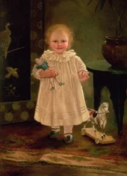 Enfant avec une poupée et un cheval jouet, c.1840